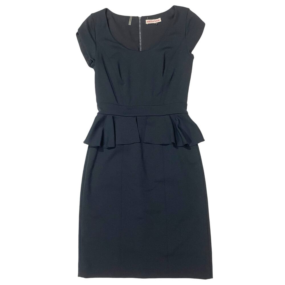 Rebecca Taylor Peplum Sheath Dress - Black - 4